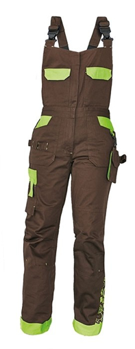 Obrázok z CRV YOWIE Dámske pracovné nohavice s trakmi hnedé