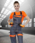 Obrázok z ARDON®COOL TREND Dámske pracovné nohavice s trakmi šedá / oranžová