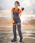 Obrázok z ARDON®COOL TREND Dámske pracovné nohavice s trakmi šedá / oranžová