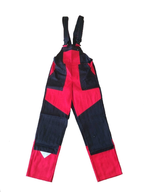 Obrázok z M+P DAVID Detské pracovné nohavice s trakmi čierno / červené 