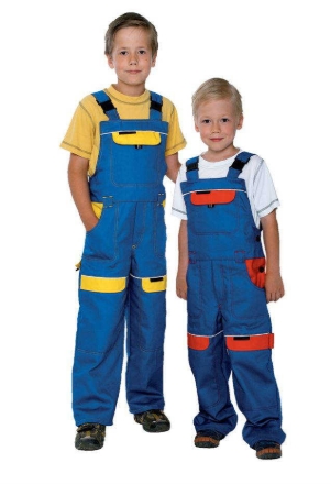 Obrázok z ARDON®COOL TREND Detské pracovné nohavice s trakmi modro / žlté