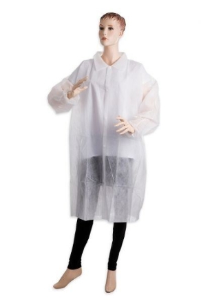 Obrázok z PD-PLAST / Jednorazový plášť so zapínaním na cvoky biely