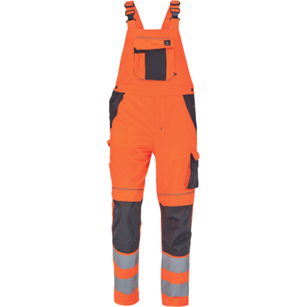 Obrázok z  Cerva MAX VIVO HI-VIS Pracovné nohavice s trakmi oranžové