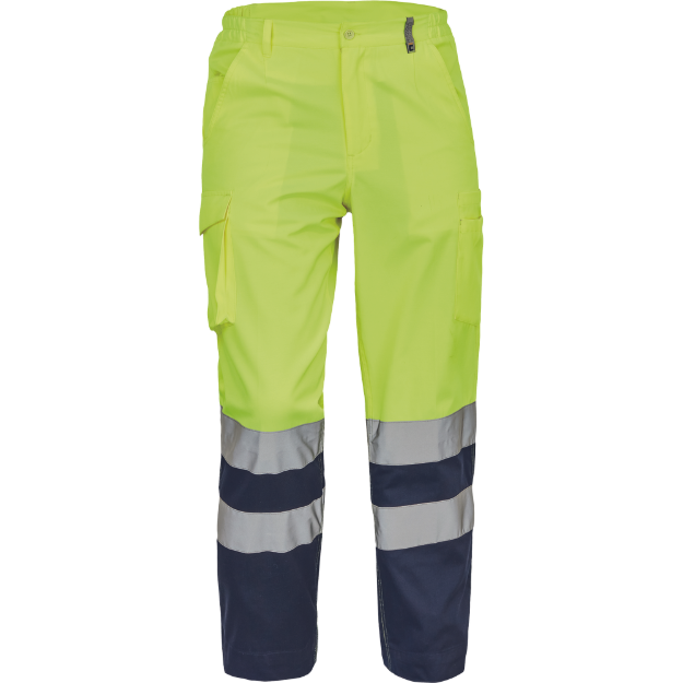 Obrázok z Cerva BURGOS HV Pracovné nohavice do pása žlté / navy