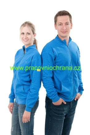 Obrázok z Cleantex ESD mikina na zips s dlhým rukávom stredne modrá