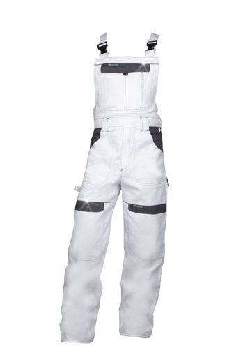 Obrázok z ARDON®COOL TREND Pracovné nohavice s trakmi bielo-šedé skrátené