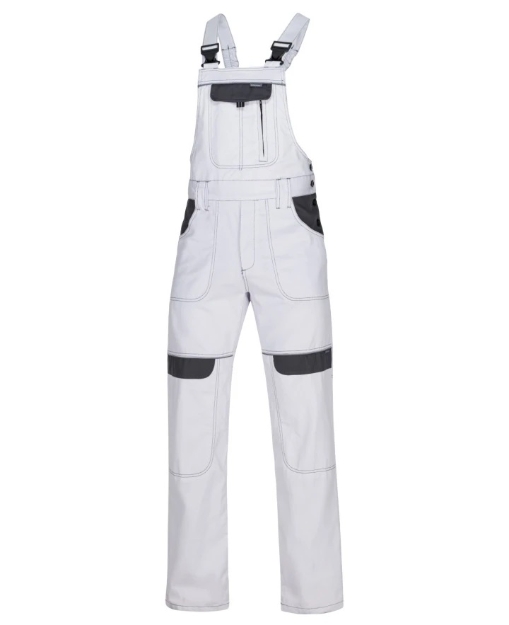 Obrázok z ARDON®COOL TREND Pracovné nohavice s trakmi bielo-šedé skrátené