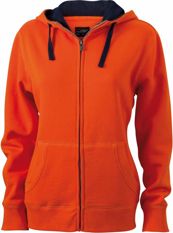 Obrázok z James & Nicholson JN 962 Dámska mikina s kapucňoudark orange/navy