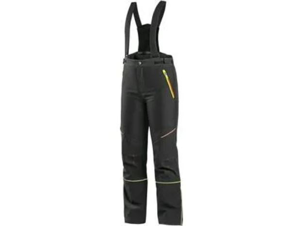 Obrázok z Nohavice CXS TRENTON, zimné softshell, detské, čierne s HV žlto/oranžové doplnky