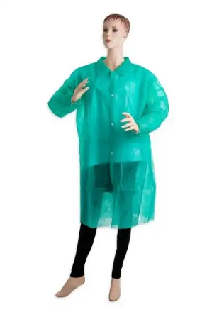 Obrázok z PD-PLAST / Jednorazový plášť so zapínaním na cvoky zelený