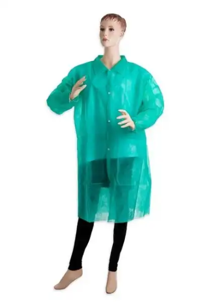 Obrázok z PD-PLAST / Jednorazový plášť so zapínaním na cvoky zelený