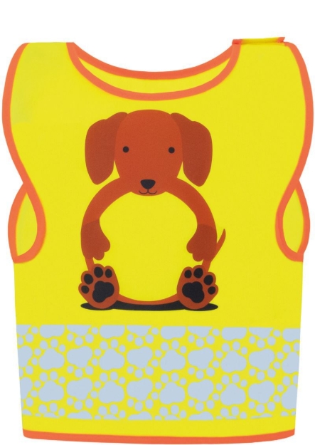 Obrázok z Korntex FUN Detská bezpečnostná vesta hi vis yellow/​dog