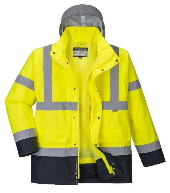 Obrázok z PORTWEST HI-VIS TRAFFIC S471 / Vodeodolná reflexná bunda 4v1 - HV žltá/námorná modrá